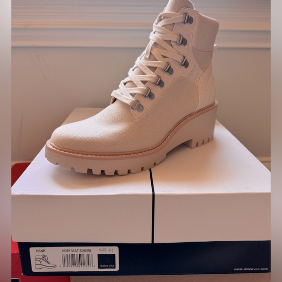 Dolce Vita Hank Ivory Multi Canvas Boots - Picture 1 of 3
